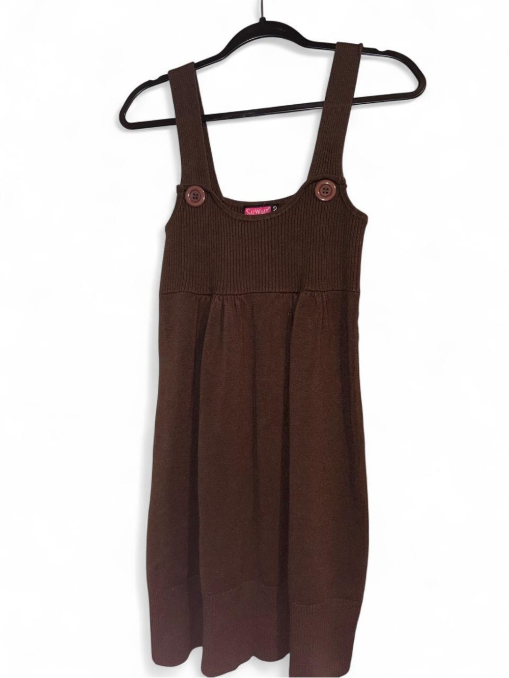 Brown Knit Pinafore Dress